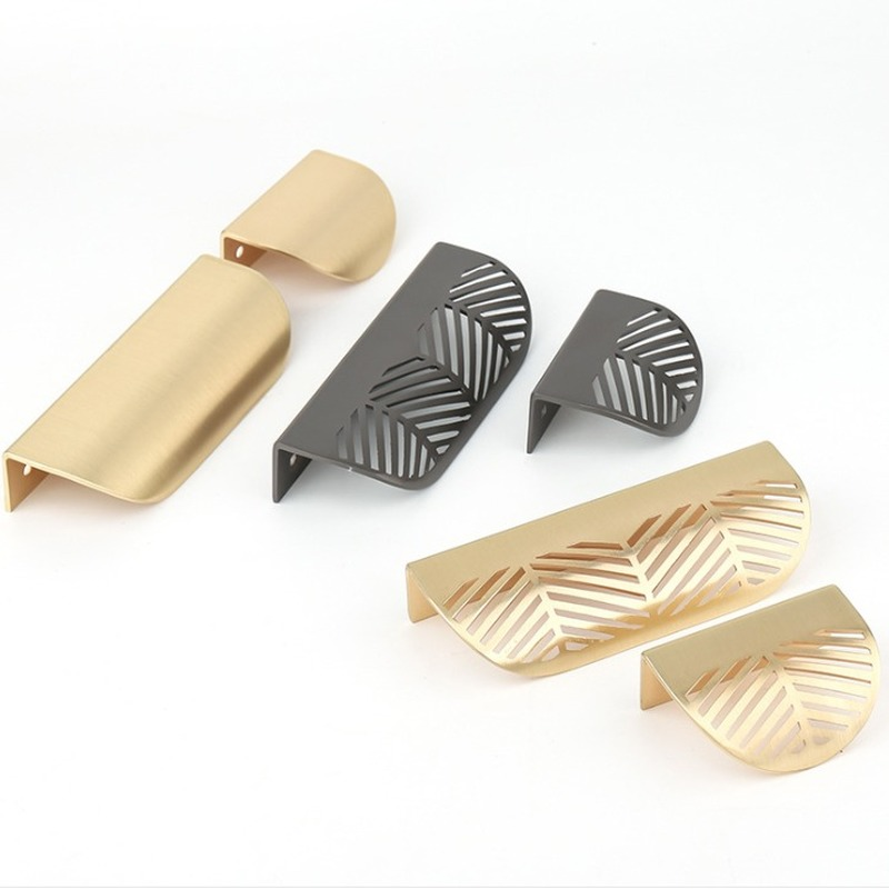 Drawer Pull Gold - 葉の形のハンドルゴールドつや消し中空取手家具キャビネット葉ノブ亜鉛合金 40 ミリメートル/96 ミリメートルゴールデン食器棚引き出し w/ネジ