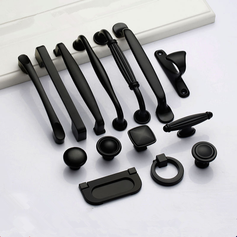 Furniture Hardware Nut - 家具キャビネットノブとキッチン引き出し取手食器棚アルミニウム合金用の黒いハンドル