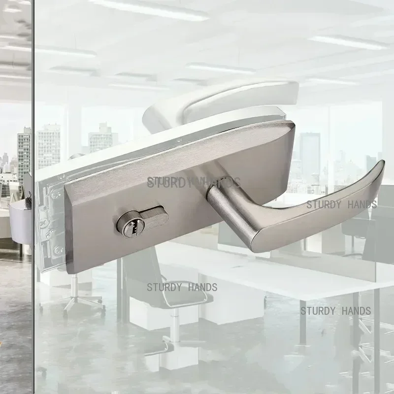 Furniture Hardware Fitting - オフィスガラスドアロック浴室ステンレス鋼ハンドルドアロック寝室バルコニーガラスドアロックセットホームセキュリティハードウェア