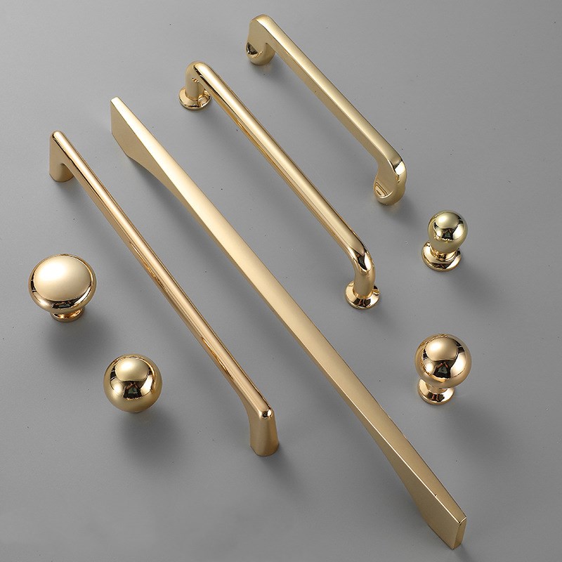 Drawer Pull Gold - 亜鉛合金ブライトゴールドキッチンキャビネットドアハンドルモダンキャビネットノブ家具引き出し取手ハンドルホームハードウェア