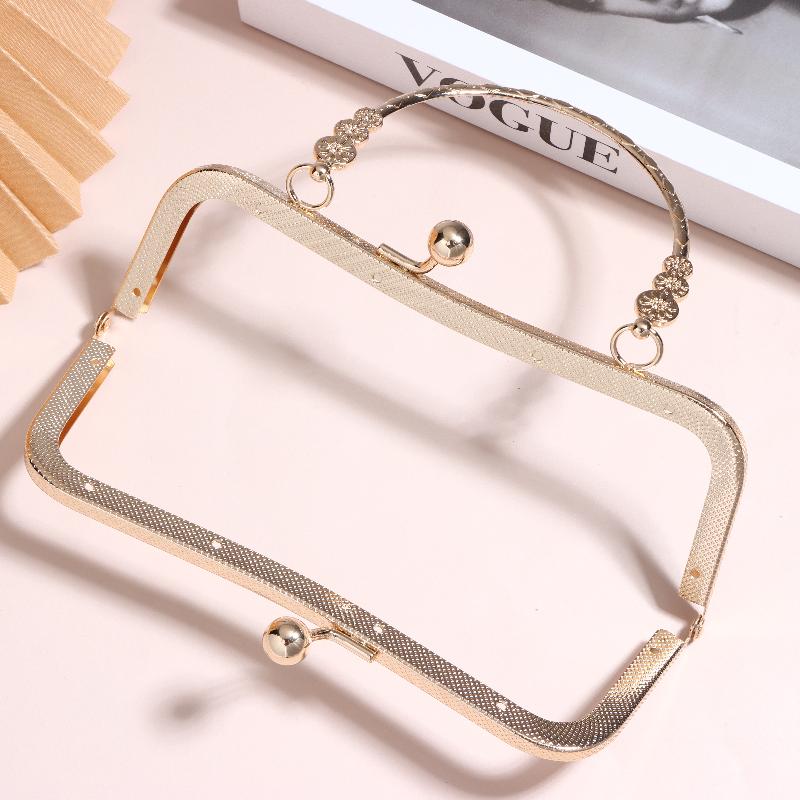 Zinc Furniture Hardware - 新しいメタル製財布フレーム、曲線ハンドル付きキスロッククラスプ金具、DIY手作りコインバッグ、イブニングクラッチバッグ製作アクセサリー