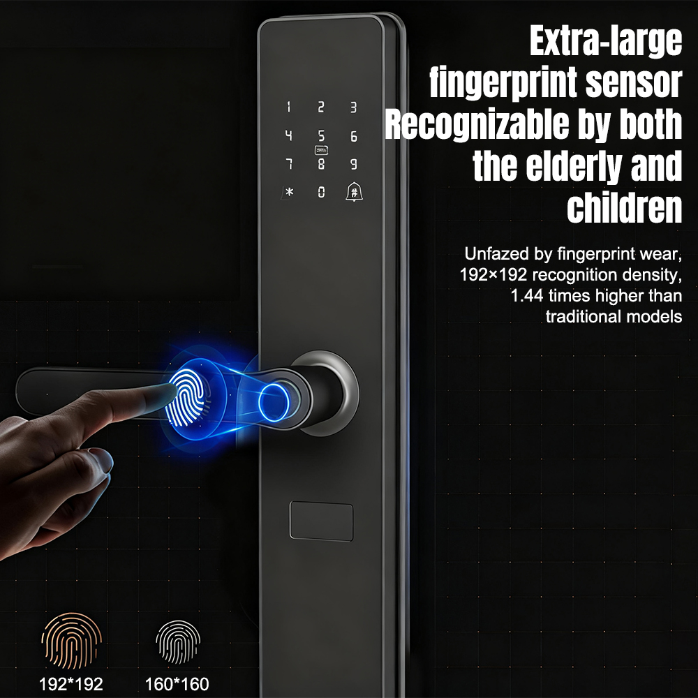 スマート指紋ドアハンドルロック TTLockアプリ Blue - Zinc Furniture Hardware のレビューと価格