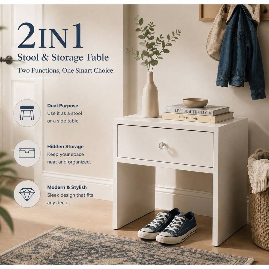 2-in-1収納スツール＆ナイトスタンド、クリスタルノブ付き - Furniture Hardware Parts のレビューと価格