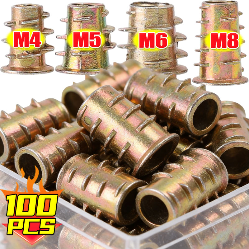 M4 M5 M6 M8ネジ付きインサートナット木製家具用ボル - Furniture Hardware Threaded Inserts のレビューと価格