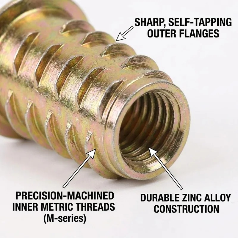 M4 M5 M6 M8ネジ付きインサートナット木製家具用ボル - Furniture Hardware Threaded Inserts のレビューと価格