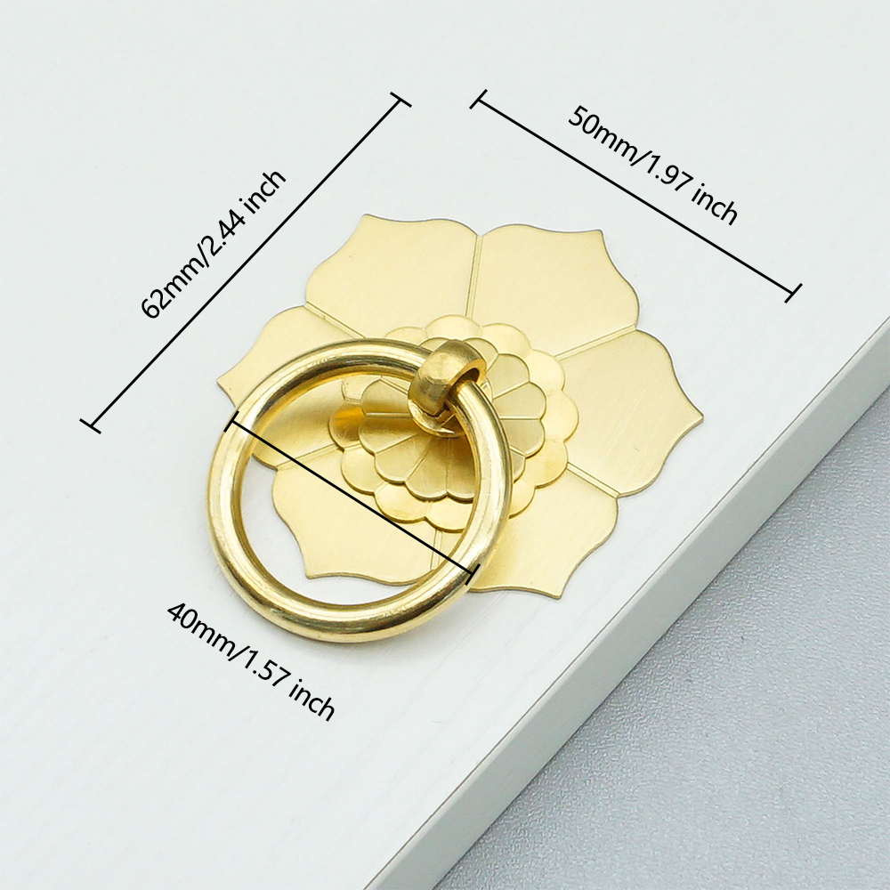 花柄真鍮製キャビネットドアノブ ドロップリングハンガーリング - Furniture Hardware Drop Pulls のレビューと価格