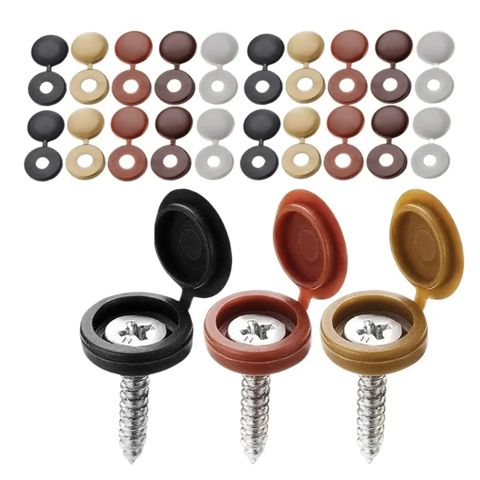ヒンジ付きプラスチックネジキャップカバー倍スナップ保護キャッ - Furniture Hardware Fixing Screws のレビューと価格