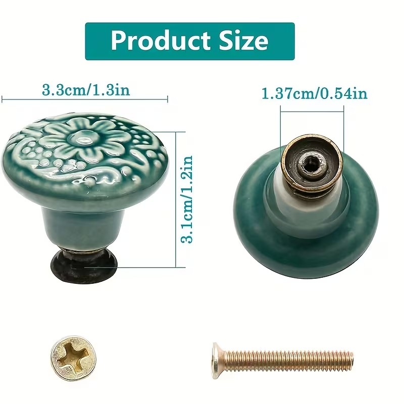 12個のセラミック製キャビネットノブ、花柄デザイン、耐久性の - Furniture Hardware Nut のレビューと価格