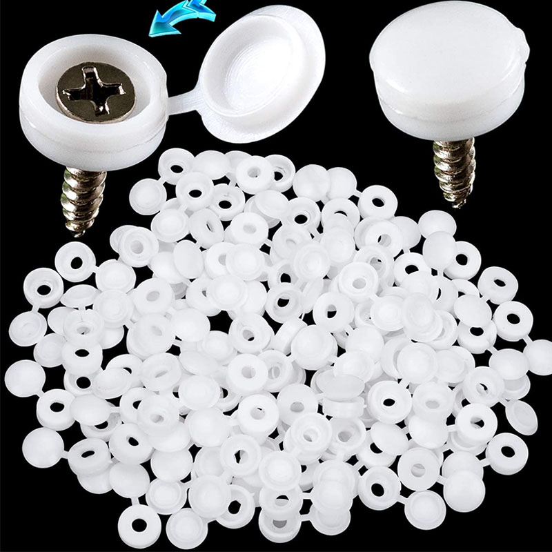 白いヒンジ付きプラスチックネジキャップカバー倍スナップ保護キ - Furniture Hardware Nut のレビューと価格