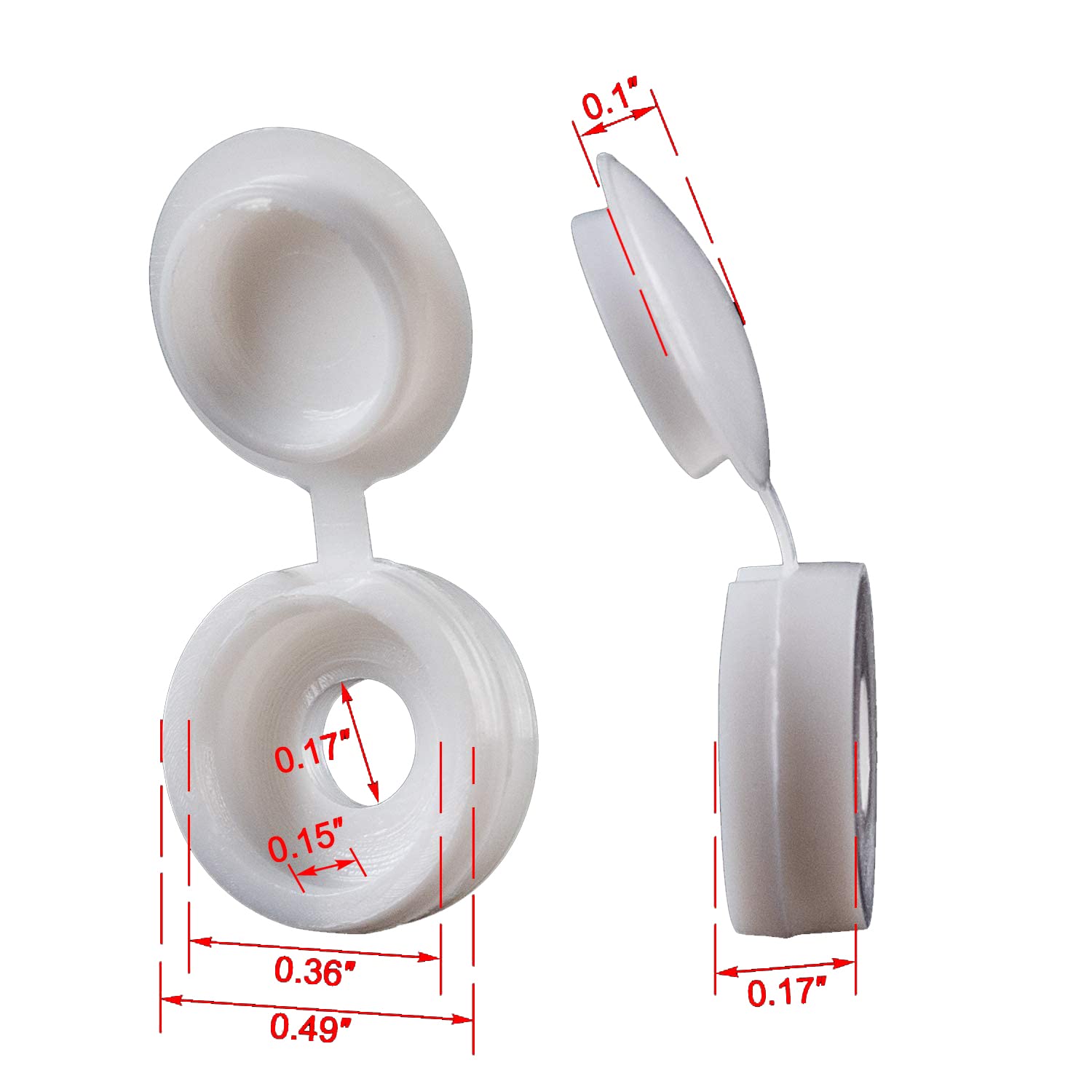 白いヒンジ付きプラスチックネジキャップカバー倍スナップ保護キ - Furniture Hardware Nut のレビューと価格