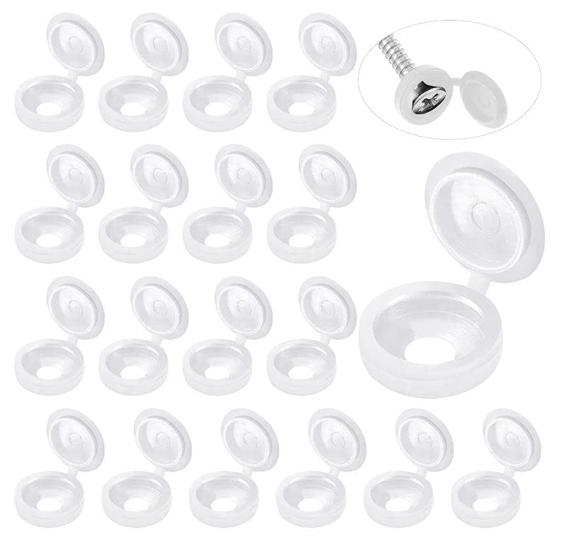 白いヒンジ付きプラスチックネジキャップカバー倍スナップ保護キ - Furniture Hardware Nut のレビューと価格