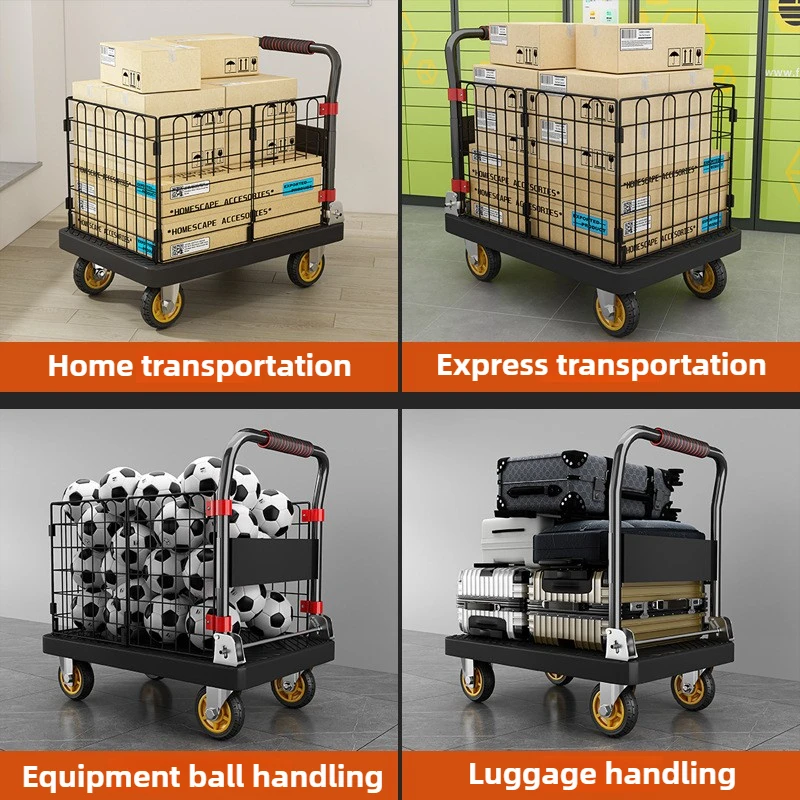 フェンスフラットベッドカート折りたたみ式静音トロリー家庭用プ - Furniture Hardware Parts のレビューと価格