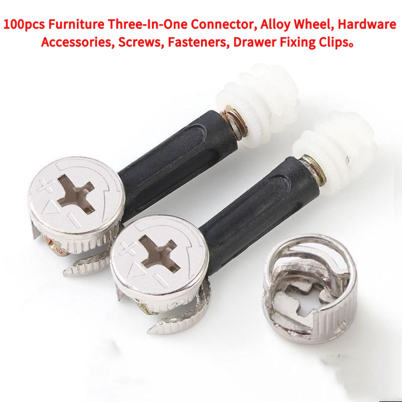 100個入り家具用3-in-1コネクター、合金ホイール、ハー - Furniture Hardware Fixing Screws のレビューと価格
