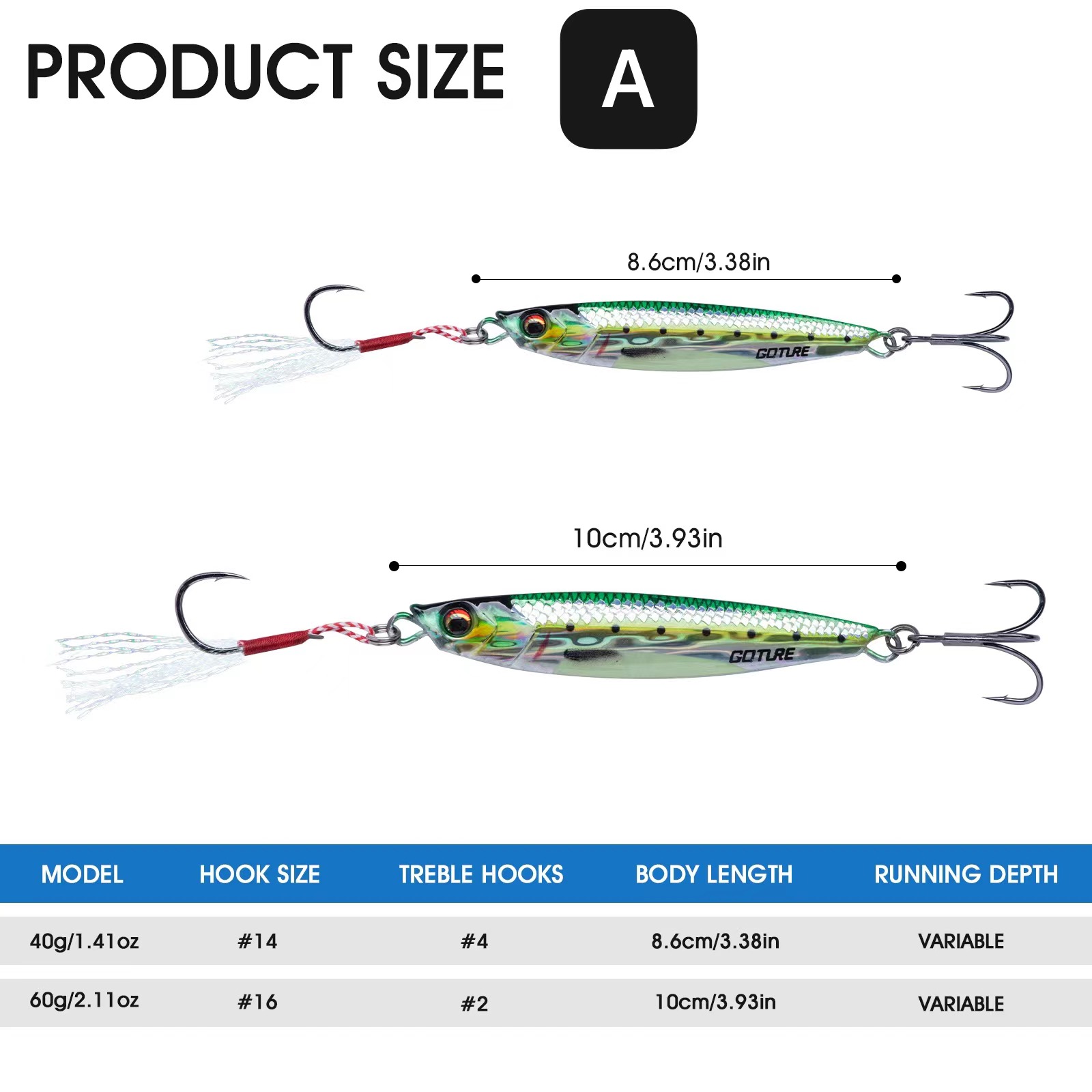 Goture-金属釣りルアー,40g, 60g, 80g,ジ - Furniture Hardware Jig のレビューと価格