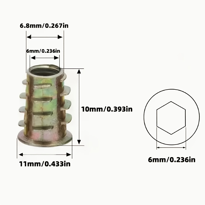 100個入り亜鉛合金製ねじ込みインサートM6ナット、台形ナッ - Furniture Hardware Threaded Inserts のレビューと価格