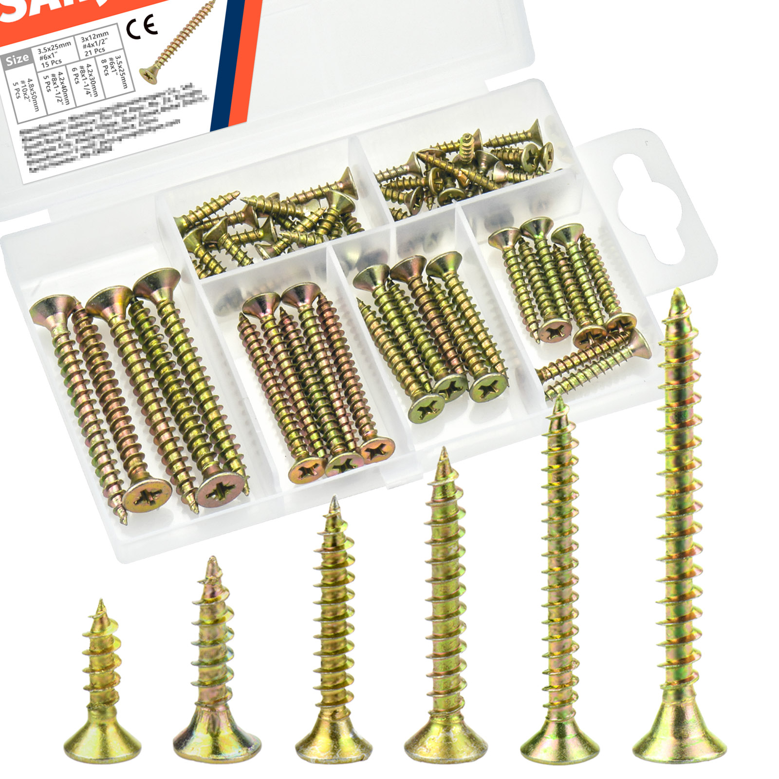 高硬度木ネジキット (6サイズ 60個) - プラス平頭粗ネ - Furniture Hardware Fixing Screws のレビューと価格
